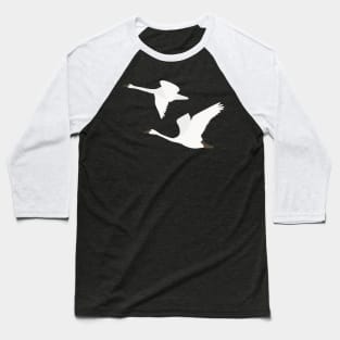 Minimalist Flying Swans Color Block Baseball T-Shirt